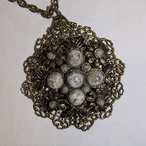Vintage West Germany Style Filigree Pendant Necklace